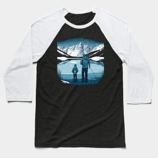 dad and son ice fishing Baseball T-Shirt